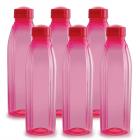 Cello Crystal PET Bottle Set, 1 Litre, Set of 6, Pink