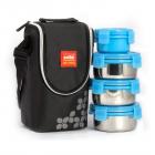 Cello Max Fresh Click Steel Lunch Box Set, 4-Pieces, Blue