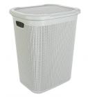 All Time Cresta Knit Laundry Basket With Lid (50 Ltr) (Ice Grey)