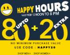 Happy Hours upto 80% off + 20% extra off on Fashion