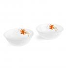 Cello Orange Lily Opalware Snack Bowl Set, 2-Pieces, White