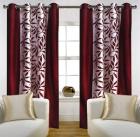 Home Candy Eyelet Fancy 2 Piece Polyester Door Curtain Set - 7ft, Maroon