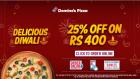 Dominos 25% Off On Rs 400 + Extra Upto 20% Cashback
