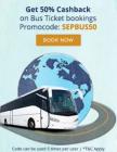 Get 50% Cash back on Bus ticket bookings  ( Max 150)