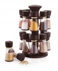 Floraware Plastic Revolving Spice Rack Set, 120ml, Set of 16, Brown