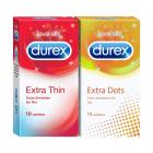 Durex Condoms Combo (Extra Thin 10s, Extra Dots 10s)