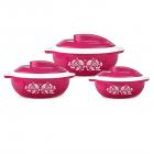 Cello Hot Serve Plastic Casserole Set, 3-Pieces, Pink
