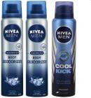 Nivea Men Ice Cool Deodoriser & Cool Kick Deodorant Combo - Pack of 3 Deodorant Spray - For Men  (390 ml, Pack of 3)