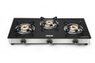 Eveready GS TGC3B Stainless Steel 3 Burner Glass-Top Gas Stove, Black