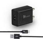 Syska WC2.1A-BK Fast Charger 2.1 A Mobile Charger with Detachable Cable  (Black, Cable Included)