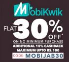 Flat 30% off + Extra 15% cashback on no min purchase