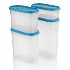ASIAN Smart Stackable Storage Containers Set of 4 Blue for Kitchen Storage, Medium