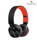 Sound One BT-06 Bluetooth Headphones Build in Microphone with SD Card Function /FM Radio and Extra Audio Cable, Wireless Headphones (Red)