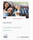 Rs.60 off on Rs. 61 at BMS, Ticketnew, Foodpanda, Justeat, Tastykhana & Dominos