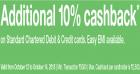 Additional 10 % Cashback using Standard Chartered debit & credit cards ( Max Rs. 2500)