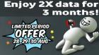 Vodafone 2X Data for 3 Months.