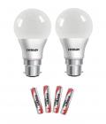Eveready 7W (pack of 2) LED Bulb with Free 4 Pc Eveready Ultima Alkaline AAA Battery