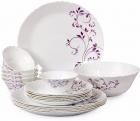 Cello Purplehues Pack of 19 Dinner Set  (Opalware)