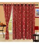 Cortina Maroon Eyelet Window Curtains (Set of 2)- 5 Ft