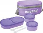 Nayasa Duplex Softline Plastic Lunch Box, 3-Pieces, Purple