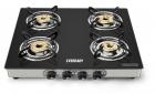 Eveready GS TGC4B Stainless Steel 4 Burner Glass-Top Gas Stove, Black