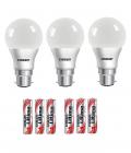 Eveready 7W (pack of 3) LED Bulbs with Free 6 Pc Eveready Ultima Alkaline AAA Battery