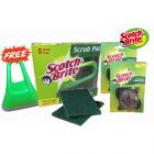 Scotch Brite Combo- 5pc Green Pad+2pc Steel scrub ( Free food Scraper)