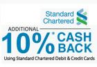 Additional 10 % Cashback using Standard Chartered debit & credit cards on Rs. 4000 & above