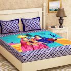 Metro Living 104 TC Cotton Double Printed Bedsheet  (1 Double Bedsheet With 2 pillow Covers, Blue)