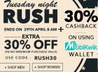 Extra 30% off + Flat 30% cashback on Fashion