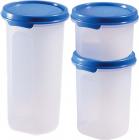 Polyset Magic Seal Round Plastic Canister Set, 3-Pieces, Blue