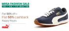 Puma footwears flat 50% off + 50% cashback