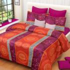 HOME ELITE Ethnic Print 100% Cotton Double Bedsheet with 2 Pillow Covers , Multicolor