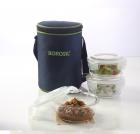 Borosil Klip N Store Microwavable Containers with Lunch Bag, 400ml, Set of 3, Transparent