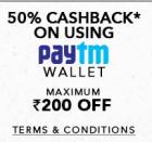 Pay via Paytm Wallet to get Flat 50% Cashback on Minimum purchase of Rs. 200