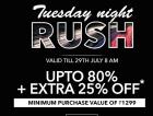 Upto 80% + Extra 25% off on Min purchase of Rs. 1299