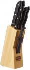 Prestige Tru-Edge Kitchen Knife Set with Wooden Block and Free Peeler, 5-Pieces, Black