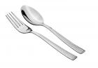 Solimo 6 piece Stainless Steel Table Spoon & Fork Set, Stripes (Contains: 3 Table Spoons, 3 Forks)