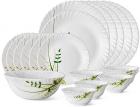 Larah by Borosil Herbs Opalware Dinner Set, 19-Pieces, White