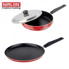 Nirlon Non-Stick Aluminium Cookware Set, 2-Pieces, Multicolour (2.6mmFT12+2.6mmFP12)