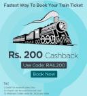 Train Ticket bookings Rs. 200 cashback on Rs. 1000