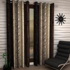 Home Sizzler Abstract Eyelet Polyester Long Door Curtain Set - 9ft, Brown, Set of 4