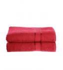 Eurospa Red Cotton Plain Net Border Bath Towel 2 Piece Set (Buy 2 Get 1 Free)