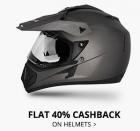 Upto 50% off + Extra 40% cashback on Helmets