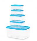 All Time Plastics Polka Container Set, 1.75 Liters, 5-Pieces, Blue