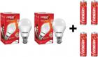 Eveready 10W LED Bulb Pack of 2 with Free 4 Batteries  (White, Pack of 2)
