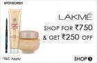 Rs. 250 off on Rs. 750 on Lakme