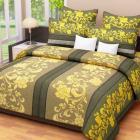 Home Candy Green And Yellow Floral Double Bed Sheet Set