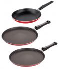 Nirlon Non-Stick Aluminium Cookware Set, 3-Pieces, Red (26_FT12_TP_FT10)
