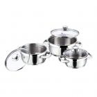 Vinod Stainless Steel Bremen Saucepot with Glass Lid - 3 Pieces(( 1 Ltr, 1.5 Ltr and 2 Ltr)